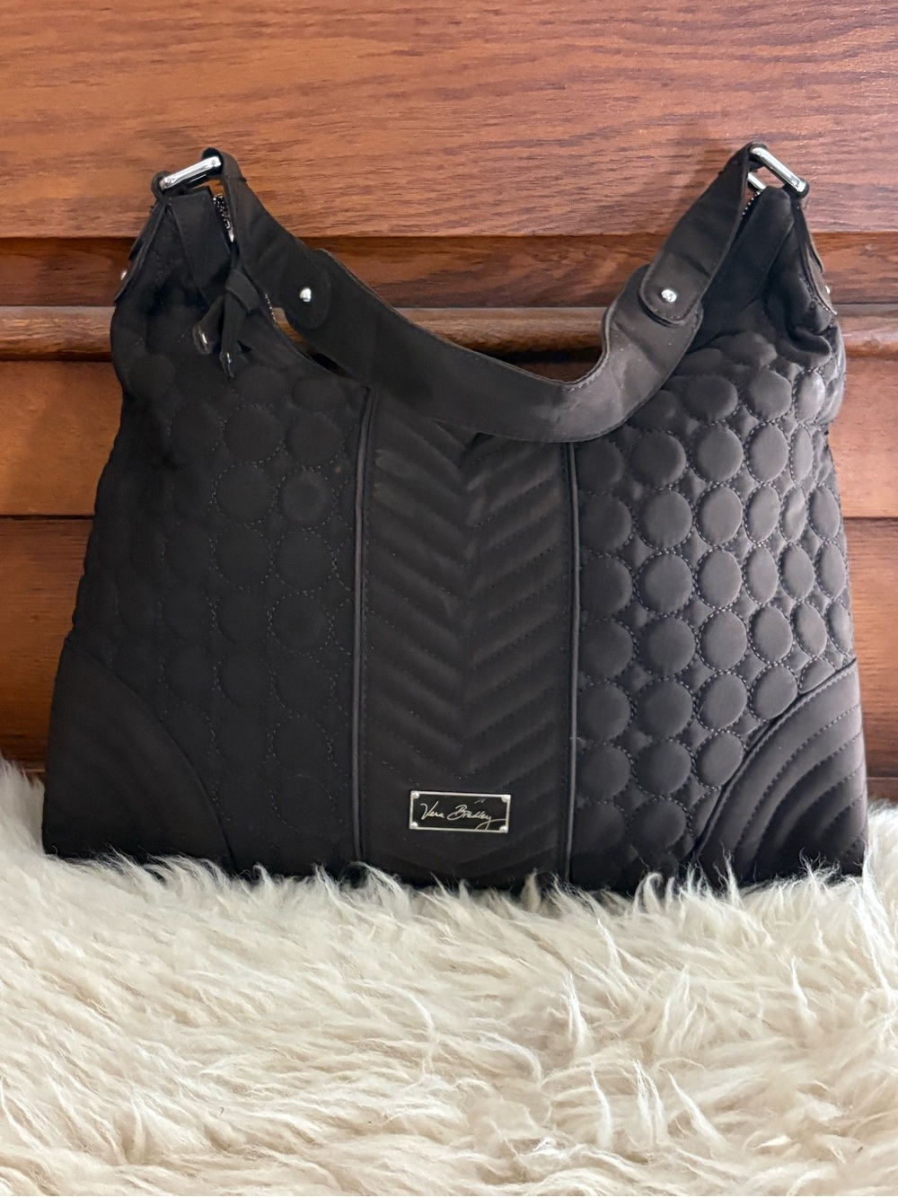 Vera Bradley ‘Baroque’ Espresso Brown Quilted Hobo Shoulder Tote Bag